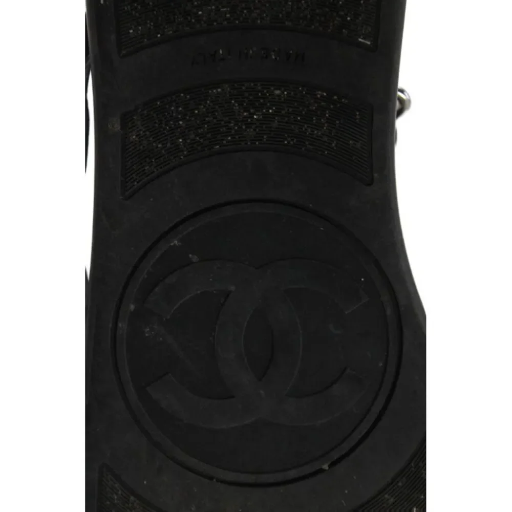 Chanel Womens Chain Detail CC Detail Quilted Flip Flop Black Size 7